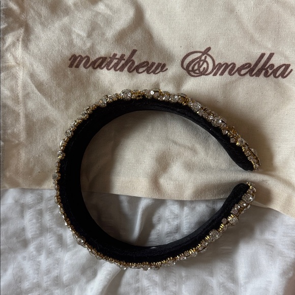 Matthew Melka Black and Gold Embellished Headband with crystals - Picture 8 of 8